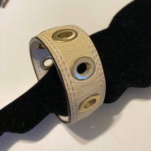 Off white small Coach leather bracelet with brass accents